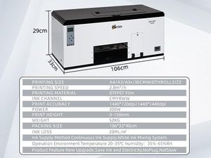 A3+ Dual XP600 Flatbed Printer 5760 1440dpi DTF Transfer <b>Printing</b> <b>Machine</b> for T-Shirts Hats 6 500ml Inks White Ink Mixing 500ml - Product Image 5