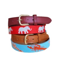 Sabuk gesper logam kulit sapi kulit sapi sabuk sulaman pola desain ulang tahun mode baru