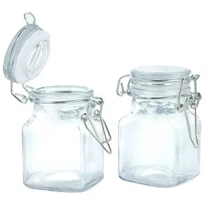 Mini Thực Phẩm Snack Kín Vuông Lọ Thủy Tinh Rỗng 100Ml Mứt Sô Cô La Kẹo Cookie Lưu Trữ Container Với Clip Top Nắp