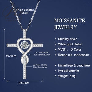 925 스털링 실버 크로스 러브 펜던트 여성용 1CT D VVS Moissanite 날짜 결혼식 사무실 편안한 착용 MB042 에 이상적 - Product Image 3