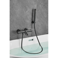 Best-seller Ensemble de robinet de baignoire en laiton massif Robinet de baignoire mural Pistolet Robinet de baignoire noir avec douchette.