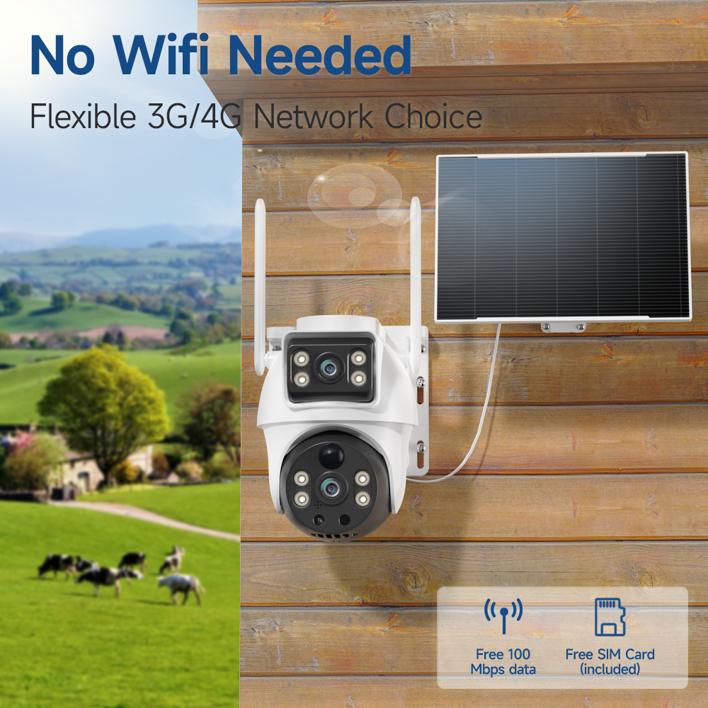 Promotion Price BP9 Double Lens V380 APP PIR Humanoid Detection Dome Camera 360 Degree PTZ Control Solar Camera 4G Sim Card · image 6
