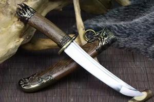 Cuchillo corto forjado Longquan <span class=keywords><strong>de</strong></span> 35 cm <span class=keywords><strong>para</strong></span> exteriores, espada <span class=keywords><strong>de</strong></span> bolsillo, espada pequeña, cuchillos <span class=keywords><strong>de</strong></span> acero con patrón integrado, cuchillos con escamas invertidas - Product Image 2