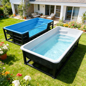 Piscina portátil con marco de metal y ventana de acrílico para actividades familiares al aire libre, piscina con marco de fibra de vidrio - Product Image 4
