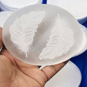 แผ่นชาร์จหินผลึกพลังงานหินเซเลนไนต์แบบธรรมชาติแผ่นรองแก้วสำหรับบำบัด - Product Image 1