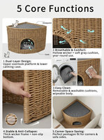 Großhandel Natürliches Rattan-Haustierhaus Handgewebtes Weiden-Katzenbett Luxuriöse Katzenmöbel OEM ODM Maßgeschneidertes Design