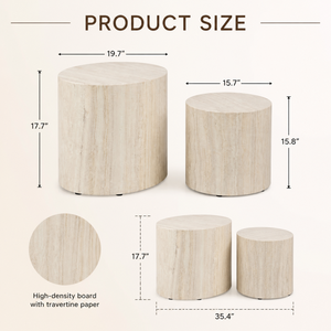 Table basse ovale de style Japandi moderne minimaliste Wabi-Sabi en MDF et <span class=keywords><strong>travertin</strong></span>, ensemble de tables d'appoint gigognes pour la décoration du <span class=keywords><strong>salon</strong></span>, vente en gros - Product Image 2