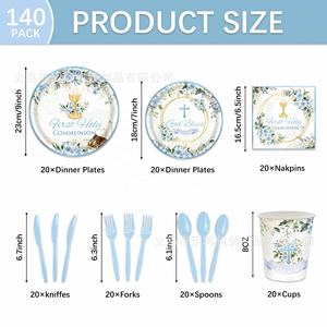 Decoraciones para Fiesta de <span class=keywords><strong>Bautizo</strong></span> con Flores Azules, Primera Comunión, para Baby Shower, Decoraciones de Mesa para <span class=keywords><strong>Bautizo</strong></span> - Product Image 2