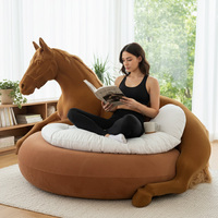 Sofá en Forma de Caballo de Tamaño Real, Sofá Único con Forma de Animal, Rincón de Lectura, Puff Gigante con Forma de Caballo y Respaldo