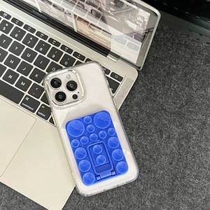 Étui de téléphone en vrac en gros à montage adhésif accessoire de poignée de cellule support de jouet de téléphone portable d'aspiration de silicone avec le support se pliant en métal - Product Image 5