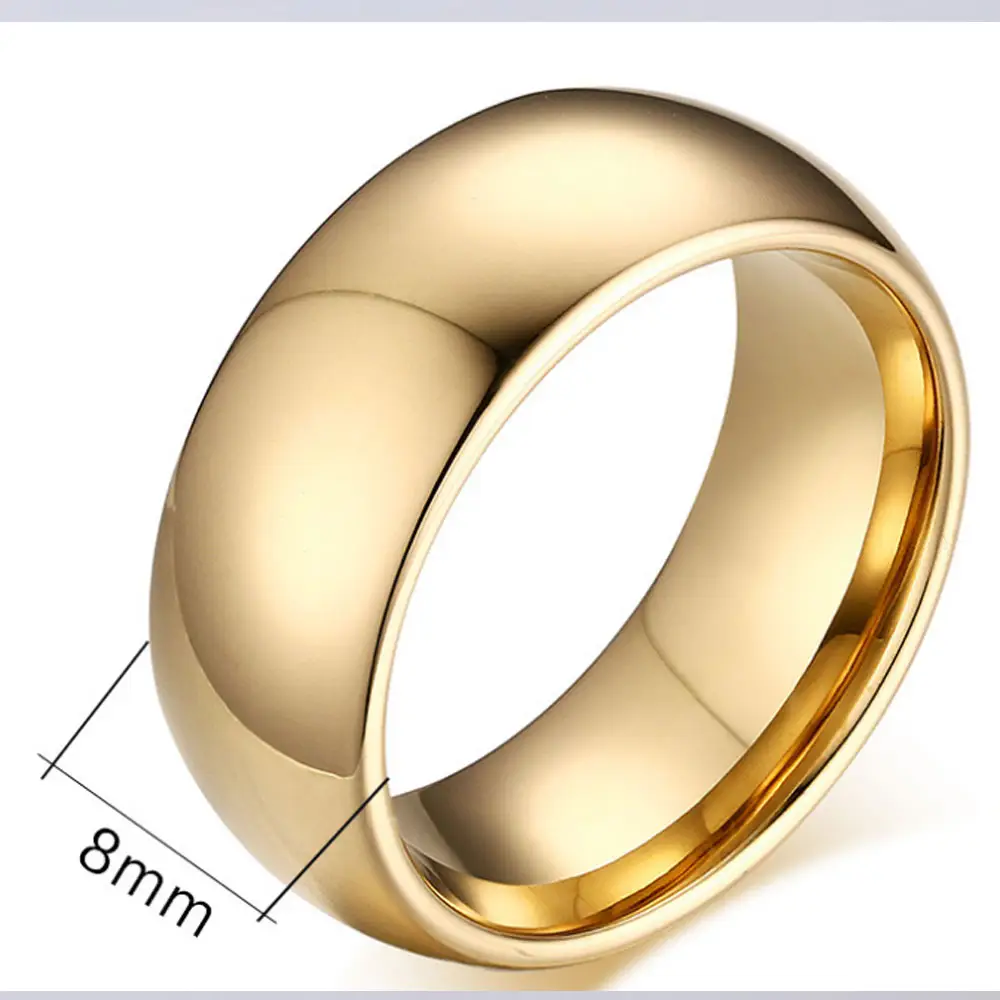 8 mm pure tungsten ring antique gold carbide steel Wolframe rings for men