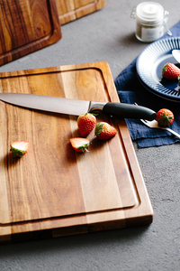 Hình chữ nhật Gỗ keo thớt với nước trái cây rãnh và bên xử lý Prep & butcher khối schneidebrett tabla de cortar - Product Image 2