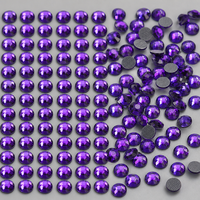 Strass thermocollants violets purs en vrac SS16, cristaux de verre ronds à dos plat, à repasser pour vêtements et costumes de danse
