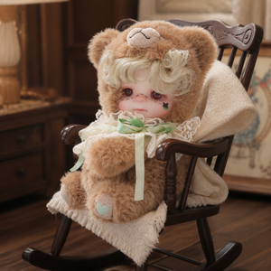 Muñeca Reborn de Silicona de 8 Pulgadas con Disfraz de Oso de Peluche, Cabello Verde Menta y Cuello de Encaje, Muñeca Recién Nacida para Juego de Imitación - Product Image 2