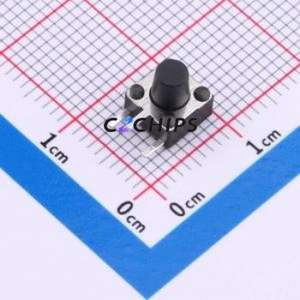 TS-1095C-A7B2-D2 Tactile Switch Bent Lead Through Hole-3P,6x6mm Single Pole Single Throw Round Button 1.8N Right Angle Insert - Product Image 1