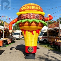 Hamburger gonflable personnalisé de 2m ou 3m, Sky Dancer, figurine alimentaire pour la publicité extérieure des fast-foods et la décoration.