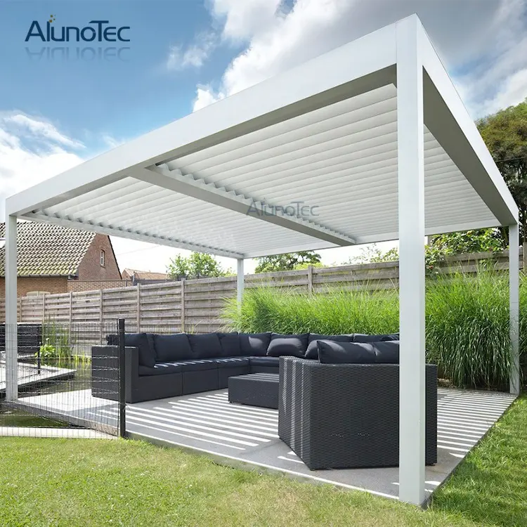 Waterdichte Pergola Aluminium Louvre Dak Met Voorruit