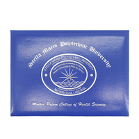 Diplôme de graduation en similicuir lisse bleu avec logo personnalisé et couverture de certificat 8.5*11 avec produit de classement d'estampage personnalisé