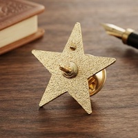 Broche d'uniforme en métal en forme d'étoile à cinq branches 3D brillante or et argent, emblème de chapeau, vente en gros