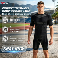 Ensemble de sous-vêtements de sport pour homme TIMETEX, manches courtes, compression, évacuation de l'humidité, ajustement parfait