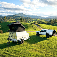 Remorque de camping légère tout-terrain 2026 à essieu unique avec auvent relevable détachable et réservoir d'eau de 140 L