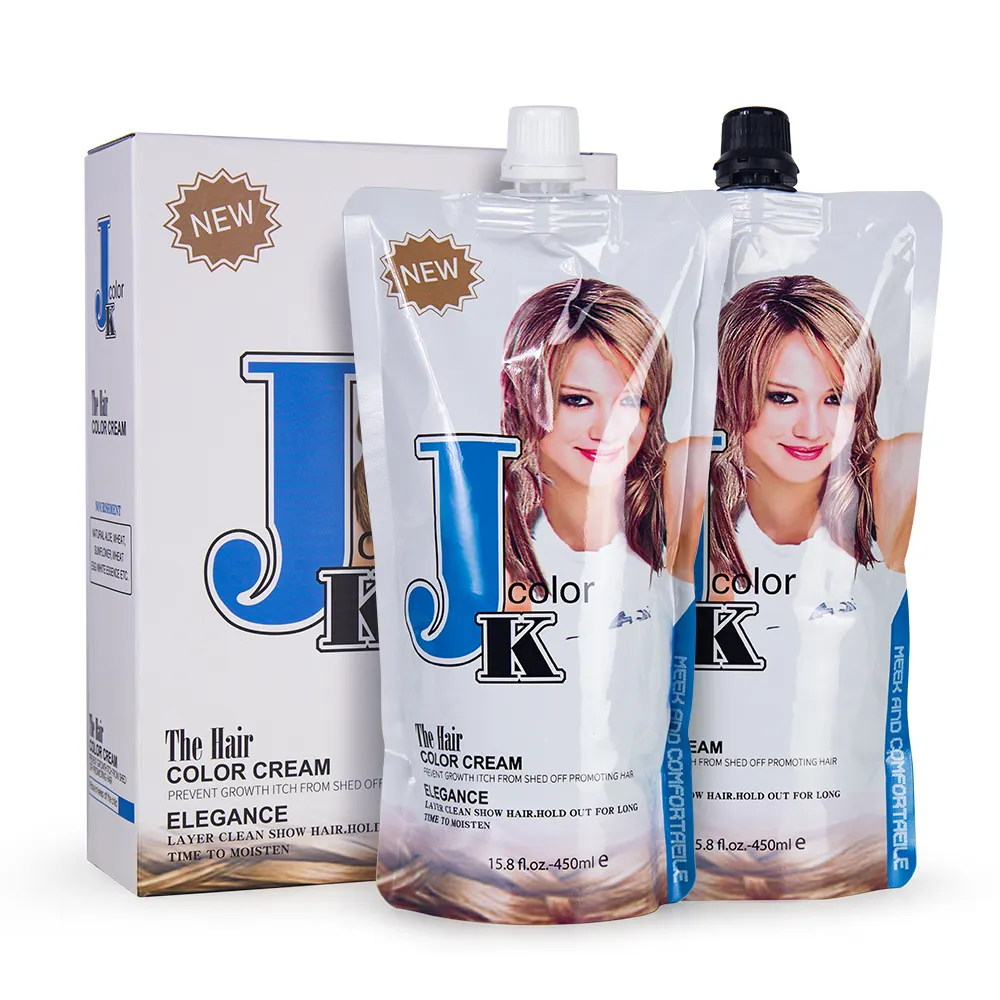 In Voorraad 450Ml * 2 Jk Kleur Haarverf Lage Ammoniak Salon Gebruik Groothandel Natuurlijke Zwarte Magie Professionele Crème Haarkleur