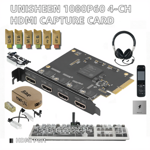 Carte de capture vidéo d'enregistrement 1080p60 4 canaux pour OBS <span class=keywords><strong>Streaming</strong></span> PCIe Compatible avec l'équipement de diffusion de jeux Win10/Linux - Product Image 2