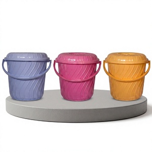 Colorful PP <b>Plastic</b> Modern Single Storage Bucket with Lid Handle <b>Kitchen</b> Bathroom Organizing <b>Bin</b> Stackable Airtight Design 16L - Product Image 1