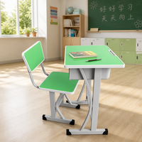 Ensemble bureau et chaise pour étudiant avec structure métallique, bureau et chaise individuels pour salle de classe, mobilier scolaire, plateau en bois