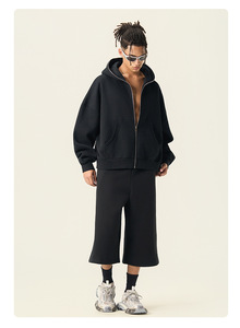 All'ingrosso felpa con cappuccio a faccia intera con cappuccio squadrato oversize felpa in pile oversize con cappuccio squadrato e <span class=keywords><strong>Capri</strong></span> 2 pezzi Set <span class=keywords><strong>abbigliamento</strong></span> da uomo - Product Image 5