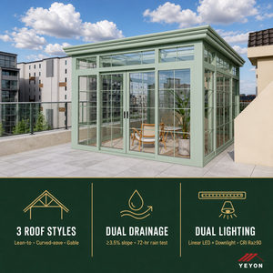 Kit de véranda en alliage d'aluminium Yeyon OEM à expédition facile pour dépot mondial de matériaux – Serre résidentielle extérieure en verre - Product Image 3