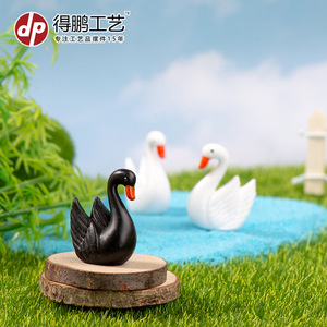 <b>Miniature</b> Swan Ornaments Black And White Glossy Finish Indoor Outdoor Garden Decor D1268 - Product Image 4