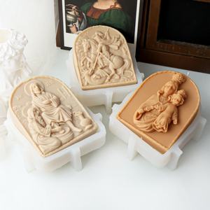 Molde de Silicona para Velas con Relieve de Lavado de Pies de Jesús, Molde de Resina para Jabón con Relieve de <span class=keywords><strong>Caballero</strong></span> y Caballo para Decoración de Arte con Velas de Arcilla - Product Image 2