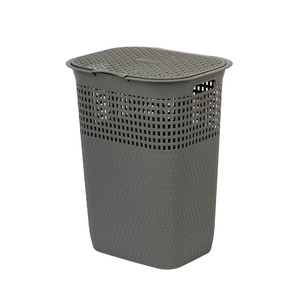 50L Clothes Organizer Laundry Hampers Woven Grey Plastic Laundry Baskets Storage Laundry Baskets With Lid