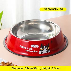 Sıcak toptan 201 paslanmaz çelik köpek havzası için sevimli renkli karikatür baskılı hayvan mama kabı gıda/su en çok satan öğe - Product Image 3
