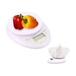 Balance de cuisine numérique électronique durable en plastique, alimentée par piles, avec écran LED, capacité 5 kg, haute précision 1g, avec plateau. - Product Image 1