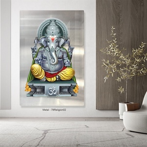 Estatua de <span class=keywords><strong>Lord</strong></span> Ganesha Vinayaka Ganapati Impresa en Placa de Aluminio, Pintura de Buda de la India, Arte Religioso, Elefante Dorado Decorativo - Product Image 2