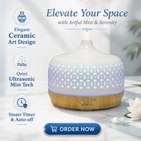 Diffuseur électrique en céramique 500 ml à prix d'usine, diffuseur ultrasonique en céramique, diffuseur d'huiles essentielles en céramique personnalisé OEM pour la décoration intérieure