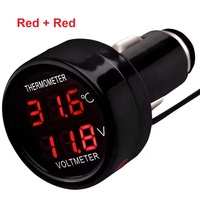 12V 24V LCD Digital Voltmeter Mobil Termometer Model Pemantik Rokok 2-in-1 Pengukur Tegangan & Suhu