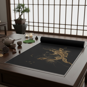 Arte de pared de cristal con diseño de loto y carpa Koi: lienzo impreso con símbolo asiático, póster enrollado - Product Image 3