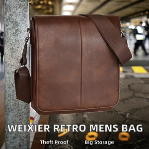 New Hot Selling Retro Large Capacity PU Crossbody Shoulder <b>Clutch</b> <b>Bags</b> for <b>Men</b> Anti-Theft Feature Polyester Lining - Product Image 2