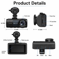 Kamera Dasbor MINI 3.18 Inci 4K Lensa Ganda Kamera Belakang Tahan Air WIFI DashCam G-Sensor Perekam Loop Time-Lapse DVR