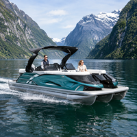 Bateau ponton de 22 pieds, série sportive 12 personnes, prêt pour moteur hors-bord électrique, option essence, homologué CE, croisière silencieuse sur lac, fête en famille, pêche