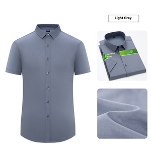 2025 hommes d'affaires décontracté coupe ajustée col carré sergé tissu chemise à manches courtes nouveau Style simple boutonnage Non-marquage - Product Image 3