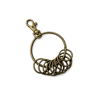 Porte-clés vintage en bronze antique, grand anneau rond, organisateur de clés avec fermoir mousqueton pour plusieurs clés, 7,5 cm