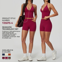 Tenue de yoga mode, coupe ajustée, décolleté plongeant, dos nu, taille haute, effet ventre plat, pour exercices en extérieur