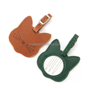 Promotional Colorful Blank Support Custom Logo Leather Smart Cute <b>Cat</b> Shape Luggage Tag with Wire - Product Image 3