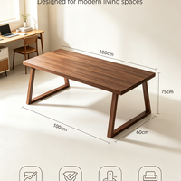 Table basse rectangulaire en noyer avec structure renforcée, table basse moderne minimaliste en bois naturel pour salon, bureau, maison