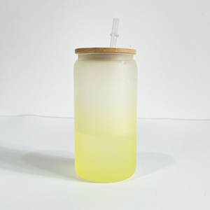 16oz smerigliato sublimazione di colore può vetro borosilicato bevanda fredda Soda Pop può birra a forma di <span class=keywords><strong>bicchieri</strong></span> riciclabili tazza di caffè - Product Image 3