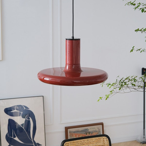 Lámpara Colgante de Estilo Vintage Nórdico para Comedor, Pantalla Simple Retro Roja Tipo Frisbee, 3000K Blanco Cálido, CA para Mesa de Comedor - Product Image 4